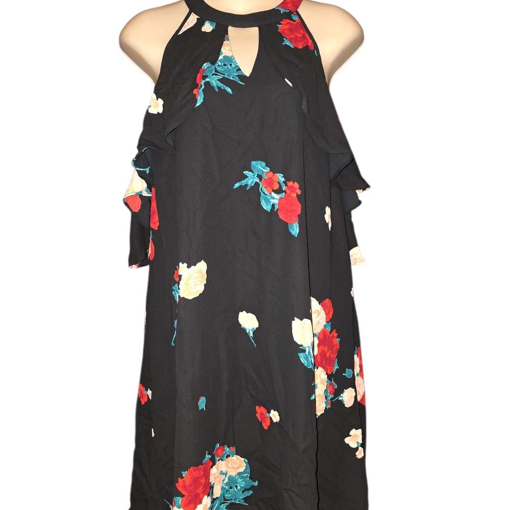 Candie's Black Floral Midi Dress
